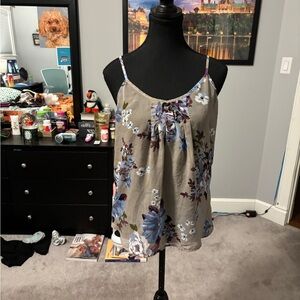 Floral Print Camisole - Gray and Blue
